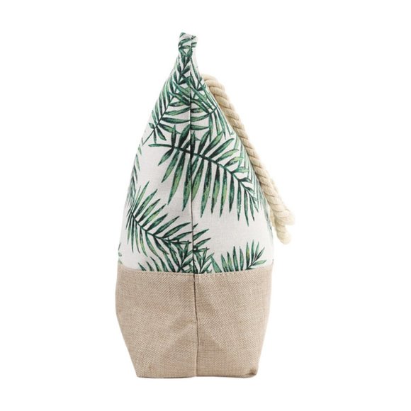 Palms Leaf Tote Bag- White/Green - XL - NWT - Picture 3 of 10